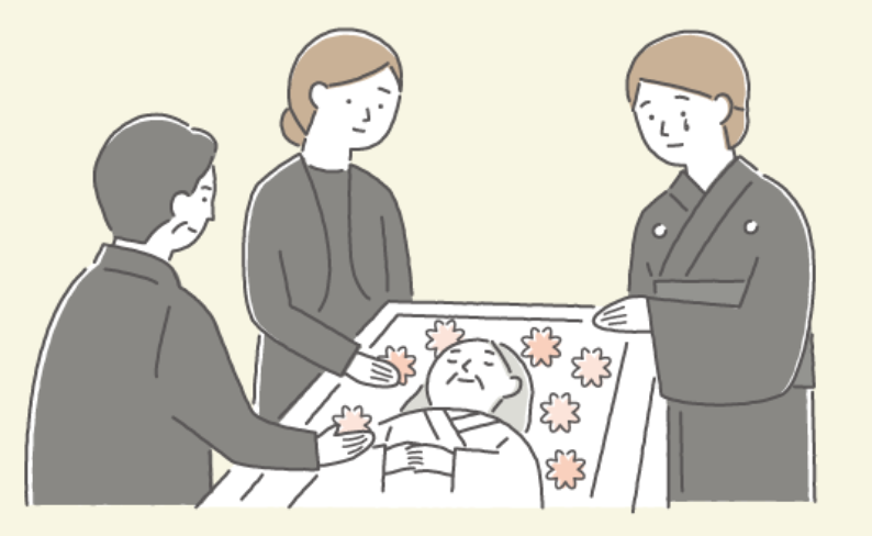 お花入れの様子のイラスト